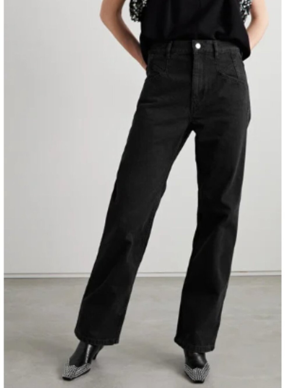 Isabel Marant Nadege Trouser Jeans Wide Legs Black Washed Sz 38 (US 6)